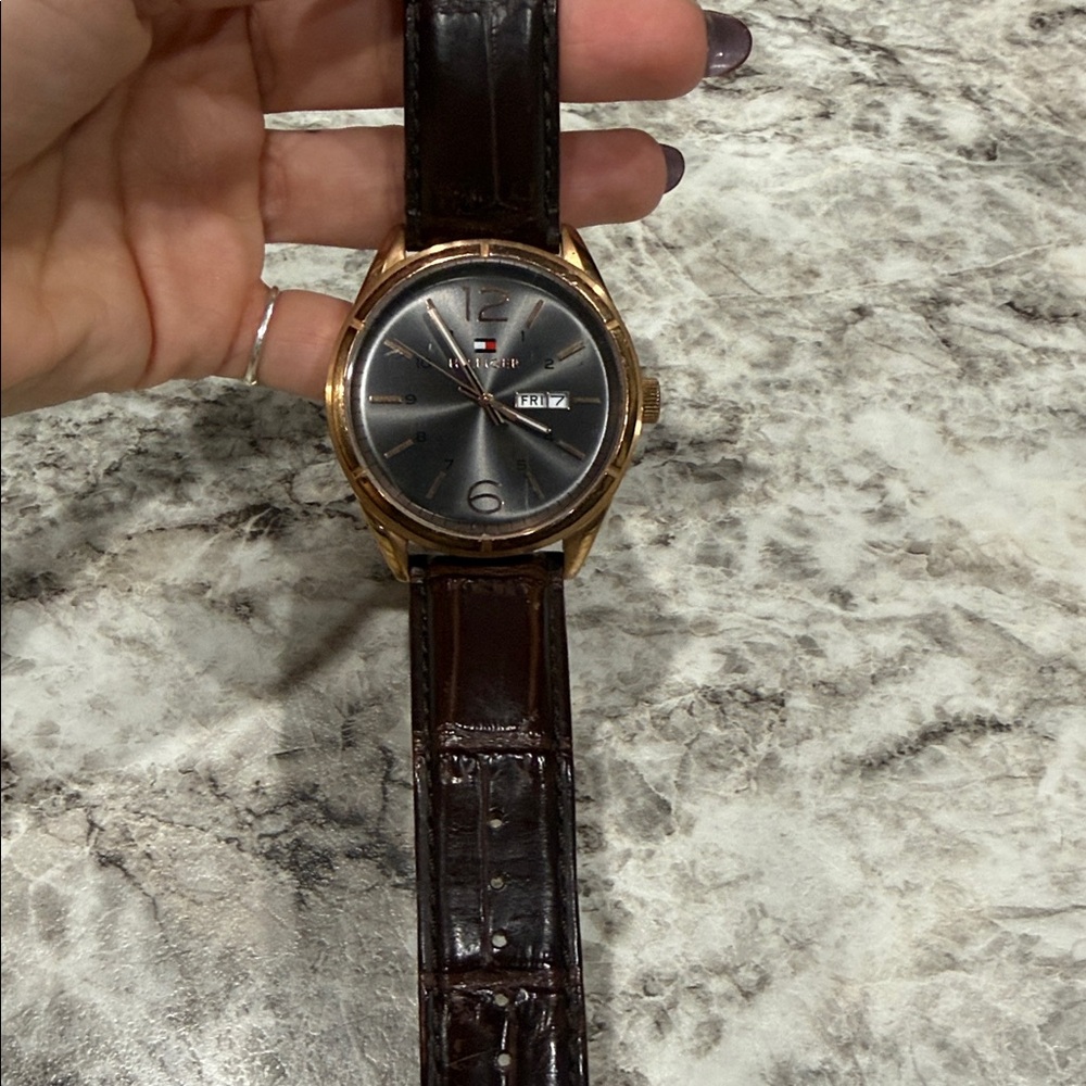 Tommy Hilfiger Gold and Brown Watch